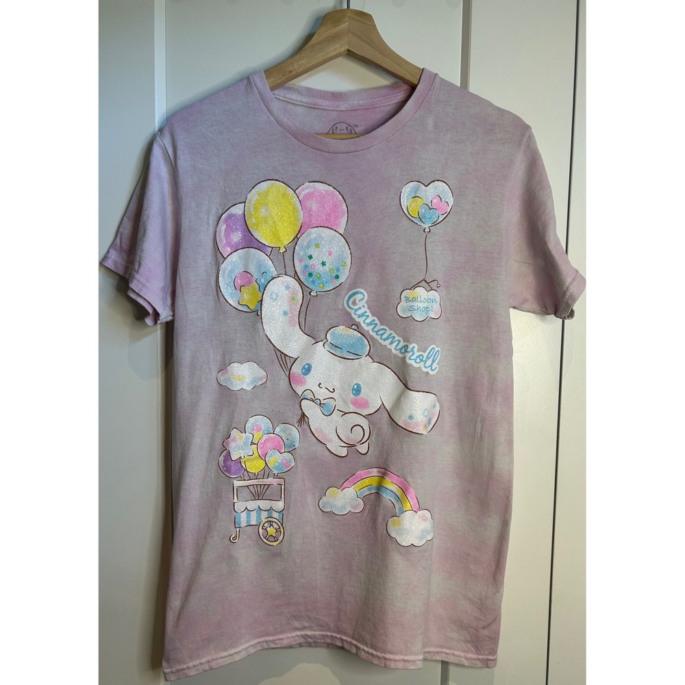 Sanrio Cinnamoroll Pink Tie Dye Glitter Graphic T-Shirt Small